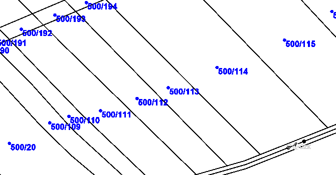 Parcela st. 500/113 v KÚ Těšánky, Katastrální mapa
