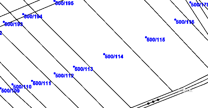 Parcela st. 500/114 v KÚ Těšánky, Katastrální mapa