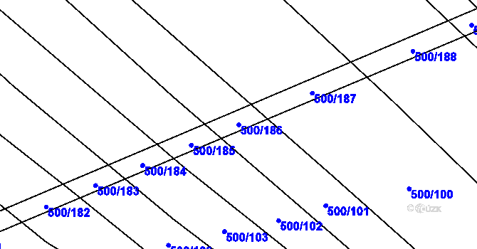 Parcela st. 500/186 v KÚ Těšánky, Katastrální mapa