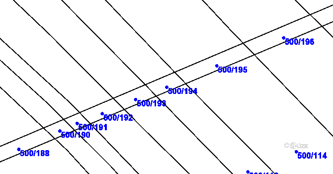 Parcela st. 500/194 v KÚ Těšánky, Katastrální mapa