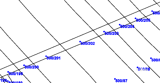 Parcela st. 500/202 v KÚ Těšánky, Katastrální mapa