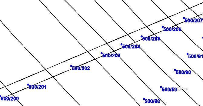 Parcela st. 500/203 v KÚ Těšánky, Katastrální mapa