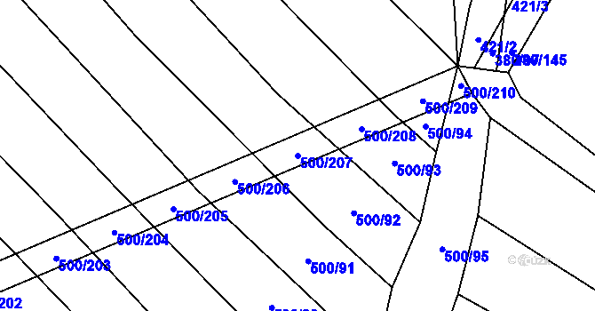 Parcela st. 500/207 v KÚ Těšánky, Katastrální mapa