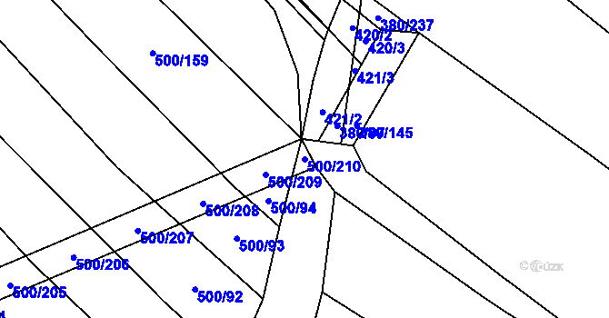 Parcela st. 500/210 v KÚ Těšánky, Katastrální mapa