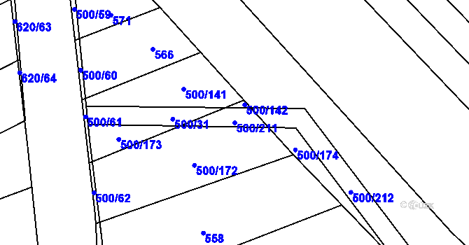 Parcela st. 500/211 v KÚ Těšánky, Katastrální mapa