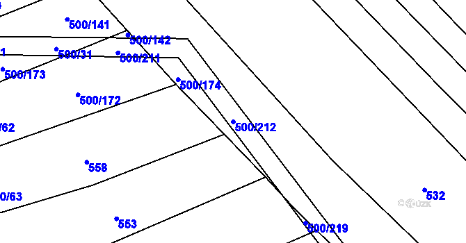 Parcela st. 500/212 v KÚ Těšánky, Katastrální mapa