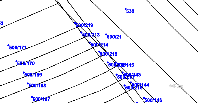 Parcela st. 500/215 v KÚ Těšánky, Katastrální mapa
