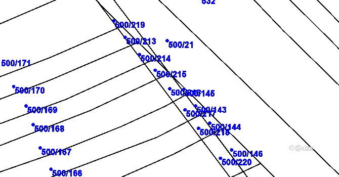 Parcela st. 500/216 v KÚ Těšánky, Katastrální mapa