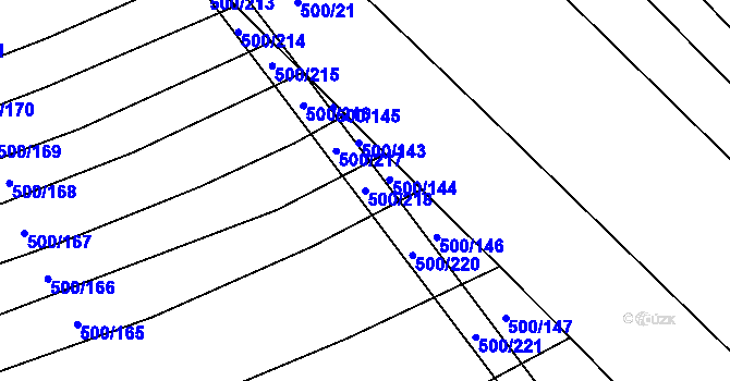 Parcela st. 500/218 v KÚ Těšánky, Katastrální mapa