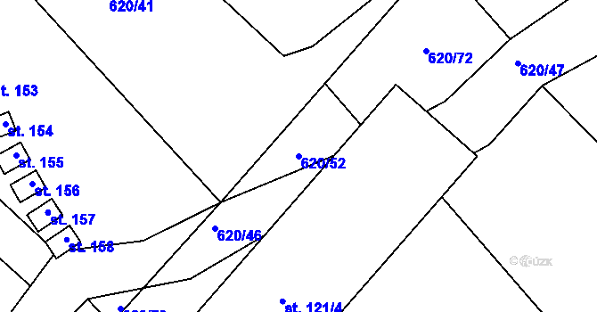 Parcela st. 620/52 v KÚ Těšánky, Katastrální mapa
