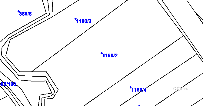 Parcela st. 1160/2 v KÚ Těšánky, Katastrální mapa