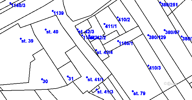 Parcela st. 42/4 v KÚ Těšánky, Katastrální mapa