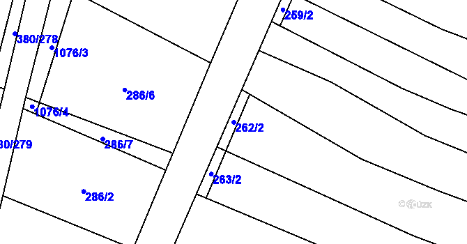 Parcela st. 262/2 v KÚ Těšánky, Katastrální mapa
