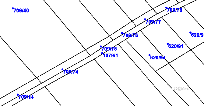 Parcela st. 1079/1 v KÚ Těšánky, Katastrální mapa
