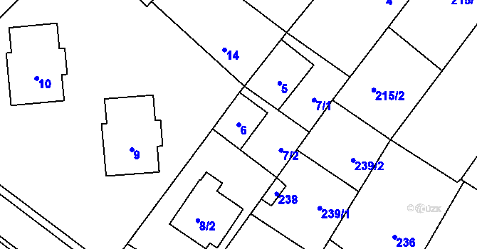 Parcela st. 6 v KÚ Těšany, Katastrální mapa