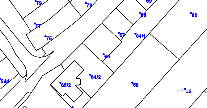 Parcela st. 66 v KÚ Těšany, Katastrální mapa