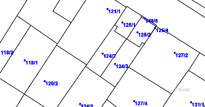 Parcela st. 124/2 v KÚ Těšany, Katastrální mapa