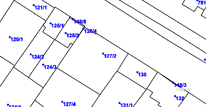 Parcela st. 127/2 v KÚ Těšany, Katastrální mapa