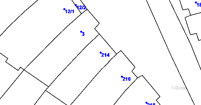 Parcela st. 214 v KÚ Těšany, Katastrální mapa