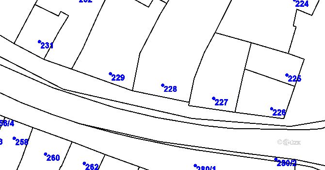 Parcela st. 228 v KÚ Těšany, Katastrální mapa