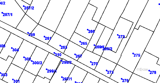 Parcela st. 265 v KÚ Těšany, Katastrální mapa