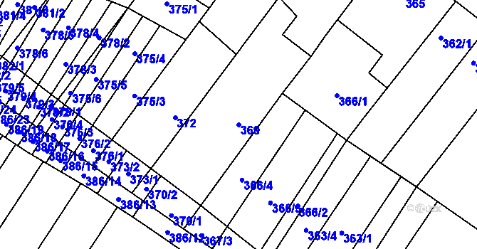 Parcela st. 369 v KÚ Těšany, Katastrální mapa