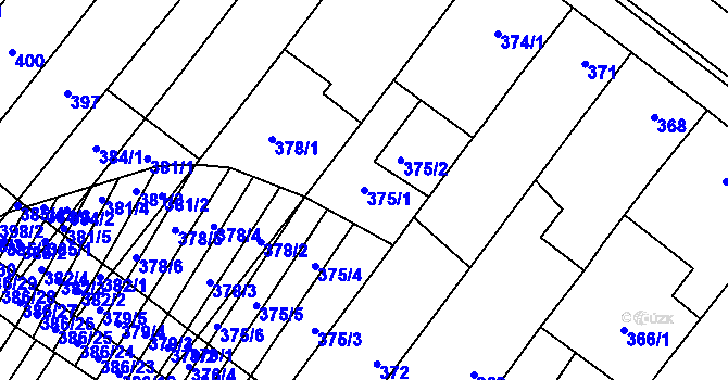 Parcela st. 375/1 v KÚ Těšany, Katastrální mapa