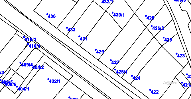 Parcela st. 429 v KÚ Těšany, Katastrální mapa