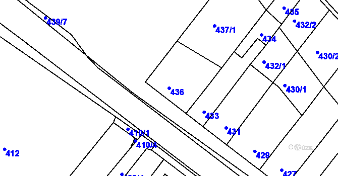 Parcela st. 436 v KÚ Těšany, Katastrální mapa