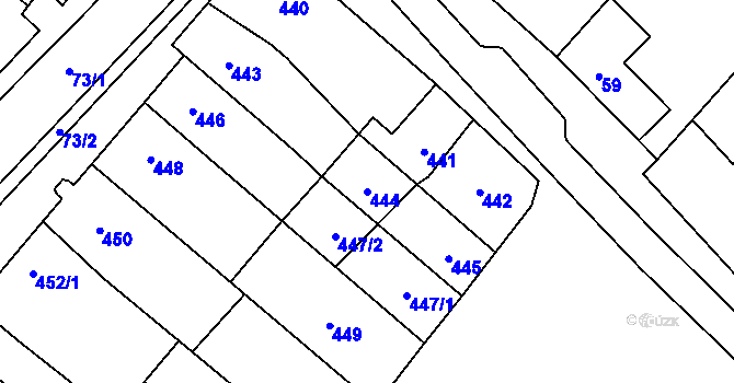 Parcela st. 444 v KÚ Těšany, Katastrální mapa