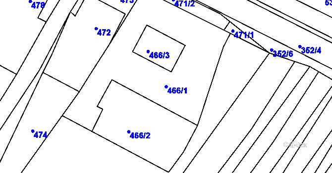 Parcela st. 466/1 v KÚ Těšany, Katastrální mapa