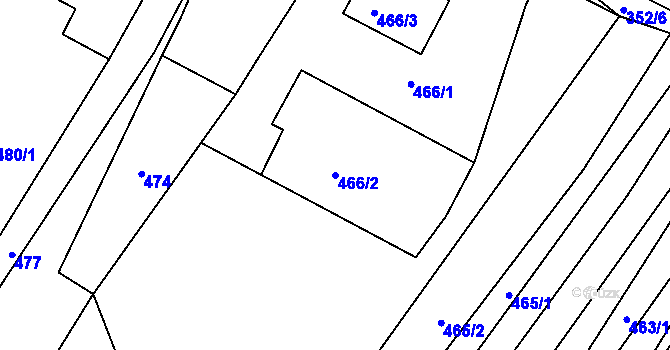 Parcela st. 466/2 v KÚ Těšany, Katastrální mapa