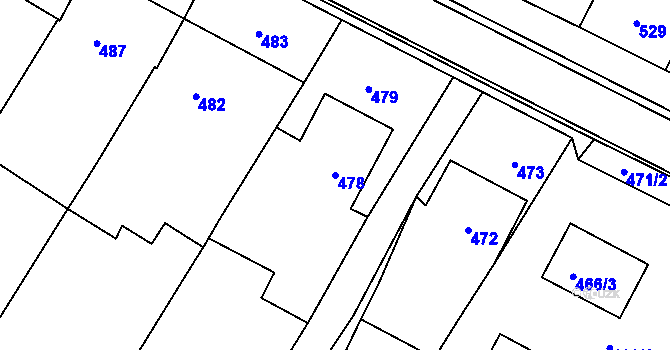 Parcela st. 478 v KÚ Těšany, Katastrální mapa