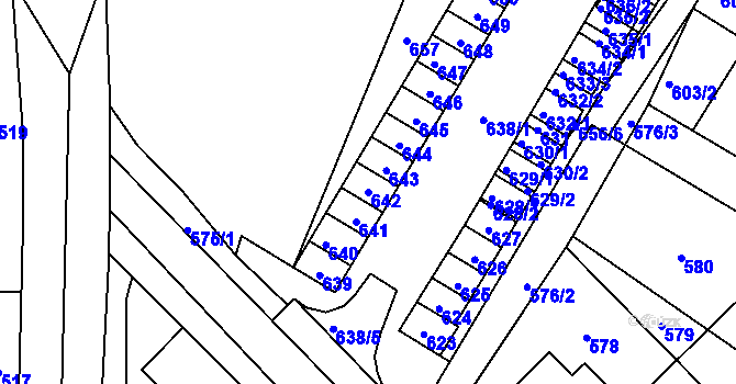 Parcela st. 642 v KÚ Těšany, Katastrální mapa