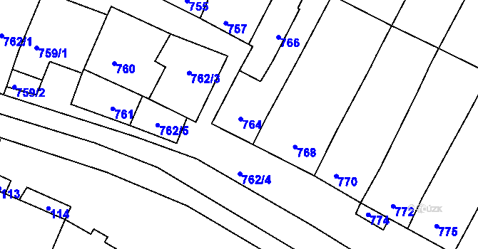 Parcela st. 764 v KÚ Těšany, Katastrální mapa