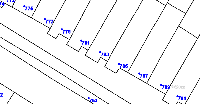 Parcela st. 783 v KÚ Těšany, Katastrální mapa