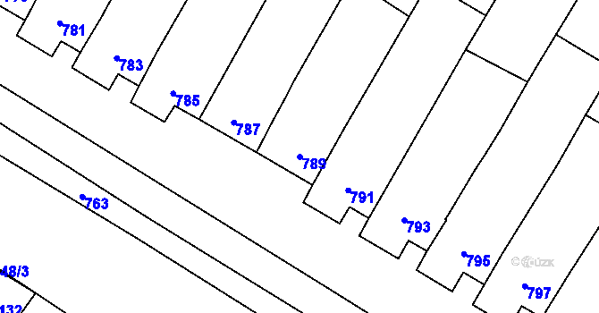 Parcela st. 789 v KÚ Těšany, Katastrální mapa