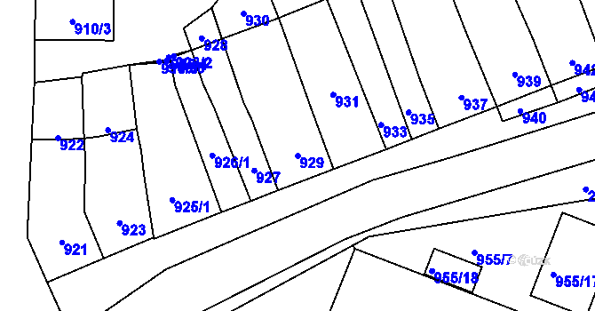 Parcela st. 929 v KÚ Těšany, Katastrální mapa
