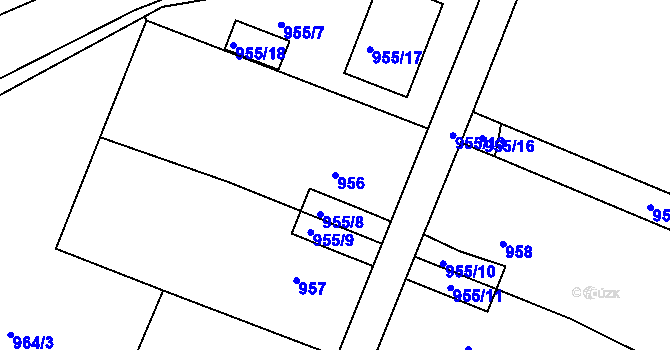 Parcela st. 956 v KÚ Těšany, Katastrální mapa
