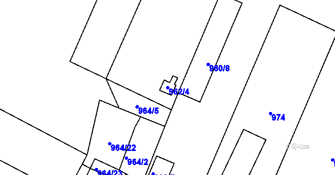 Parcela st. 962/4 v KÚ Těšany, Katastrální mapa
