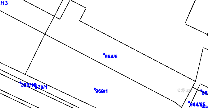 Parcela st. 964/6 v KÚ Těšany, Katastrální mapa