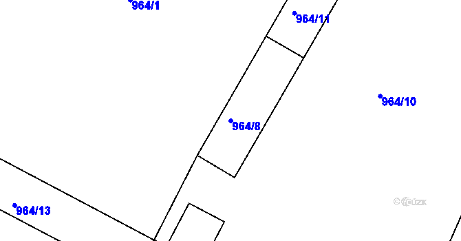 Parcela st. 964/8 v KÚ Těšany, Katastrální mapa