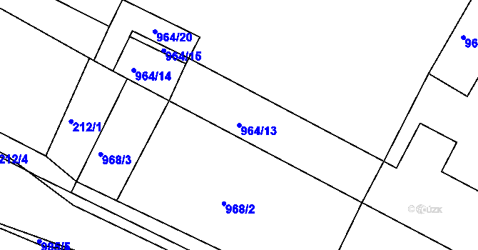 Parcela st. 964/13 v KÚ Těšany, Katastrální mapa