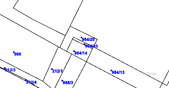 Parcela st. 964/15 v KÚ Těšany, Katastrální mapa