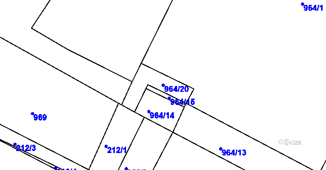 Parcela st. 964/20 v KÚ Těšany, Katastrální mapa