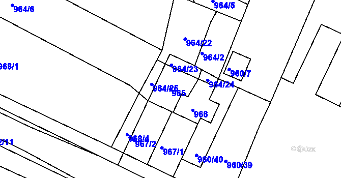 Parcela st. 965 v KÚ Těšany, Katastrální mapa