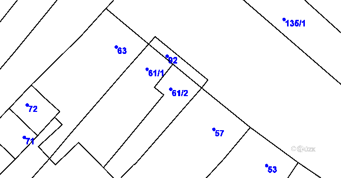 Parcela st. 61/2 v KÚ Těšany, Katastrální mapa