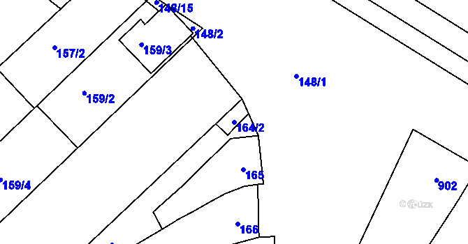 Parcela st. 164/2 v KÚ Těšany, Katastrální mapa