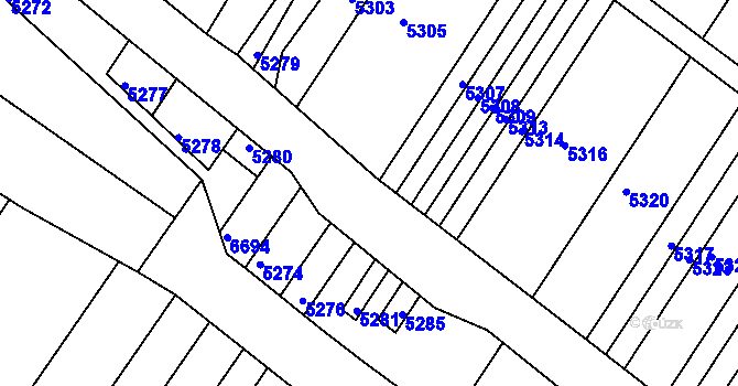 Parcela st. 345/60 v KÚ Těšany, Katastrální mapa