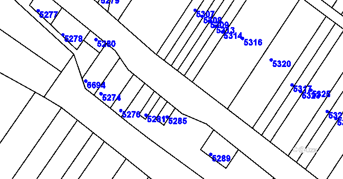 Parcela st. 351/58 v KÚ Těšany, Katastrální mapa